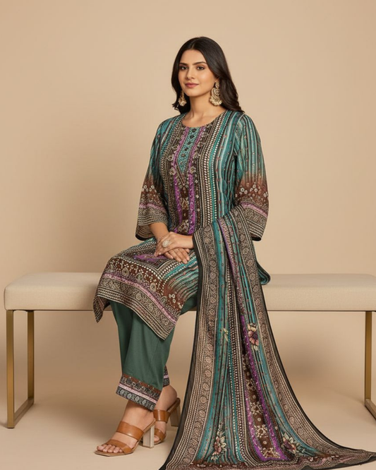 Feroz-e-Naaz (Unstitched) – Saira Cotton Suit | 100% Cotton