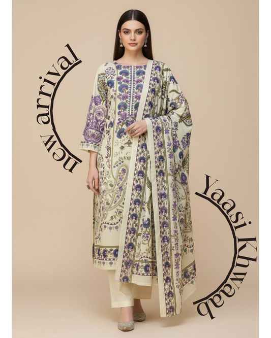 Yaasi Khwaab (unstitched) Saira cloths | cotton suit