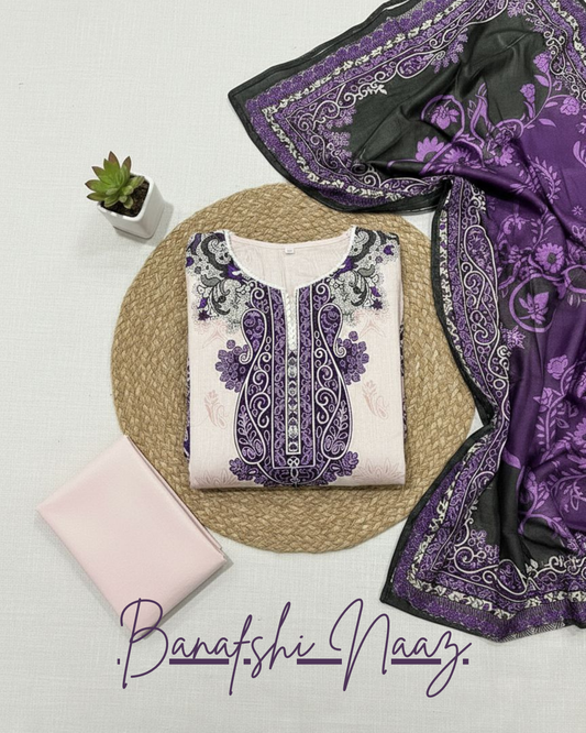 Banatishi-Naaz (Unstitched) – Saira Cotton Suit | 100% Pure Cotton
