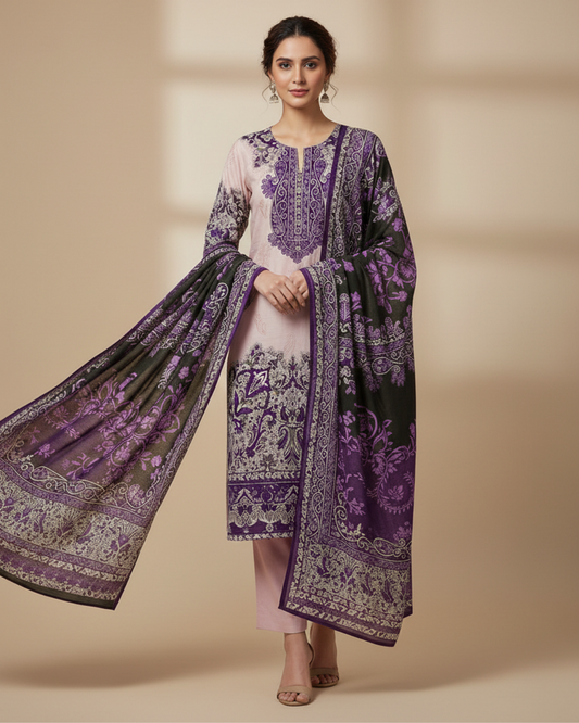 Banatishi-Naaz (Unstitched) – Saira Cotton Suit | 100% Pure Cotton